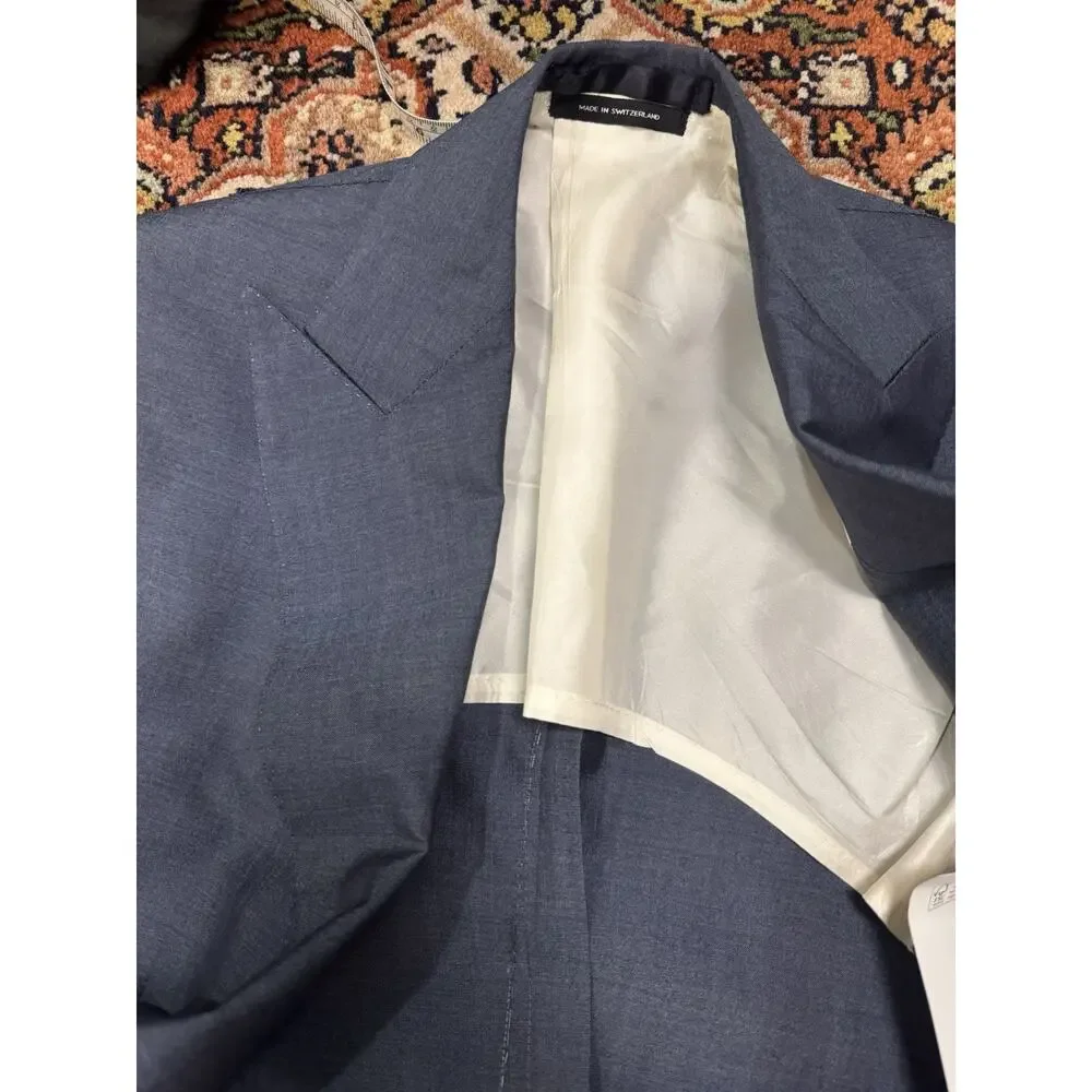 Tom Ford Wool Silk Sport Jacket Blue Peak Lapel 48 IT/ 38 US